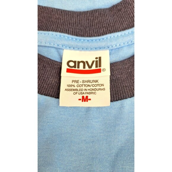 Vintage Only Olivia Newton-John Fan Club Wall China T Shirt Blue Ringer Medium - Picture 4 of 5